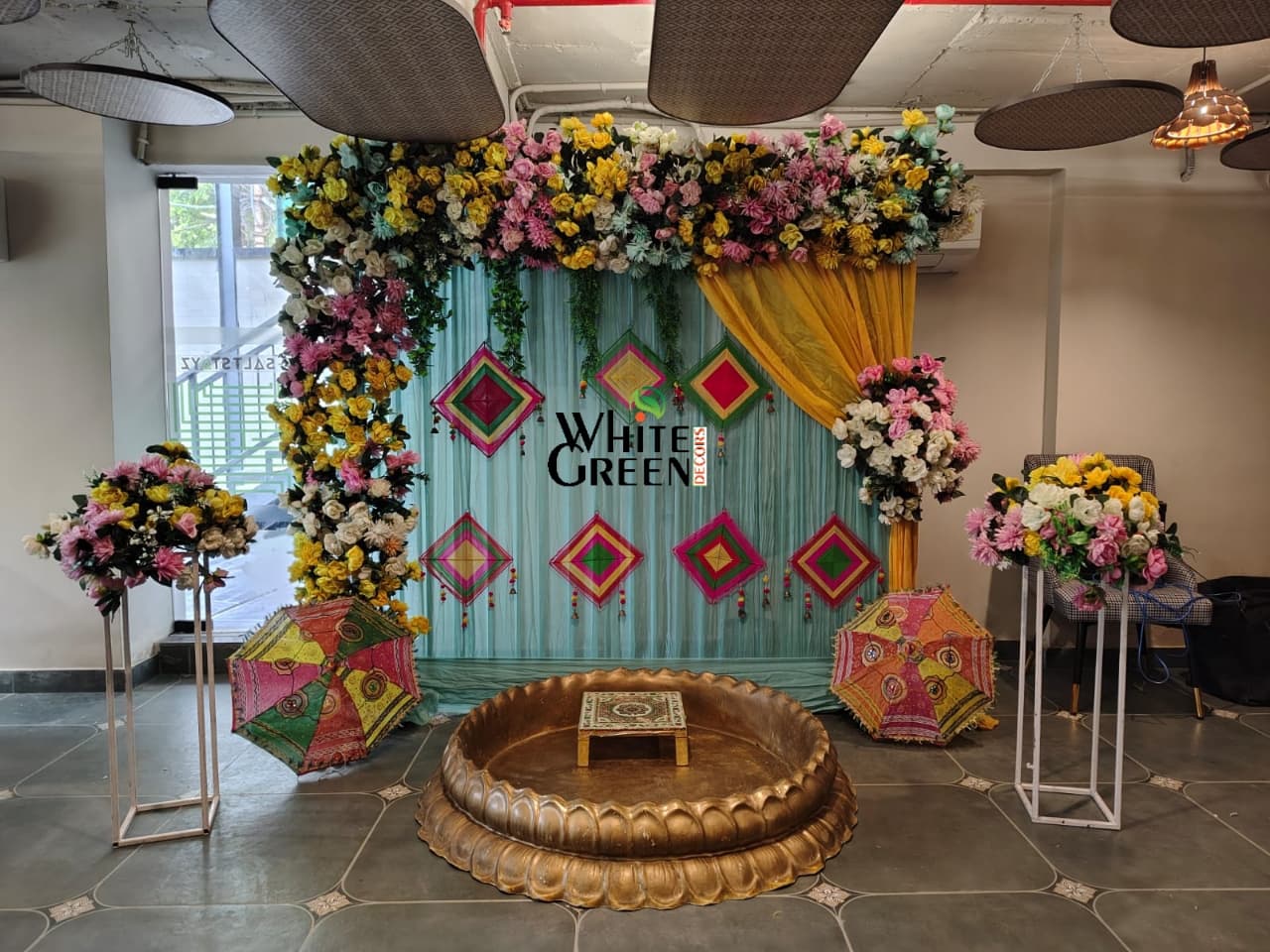 Pastel Haldi Floral Setup