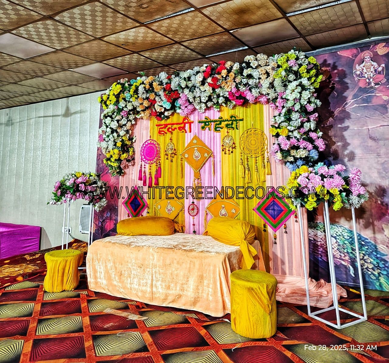 Pastel Haldi Mehndi Lounge Setup