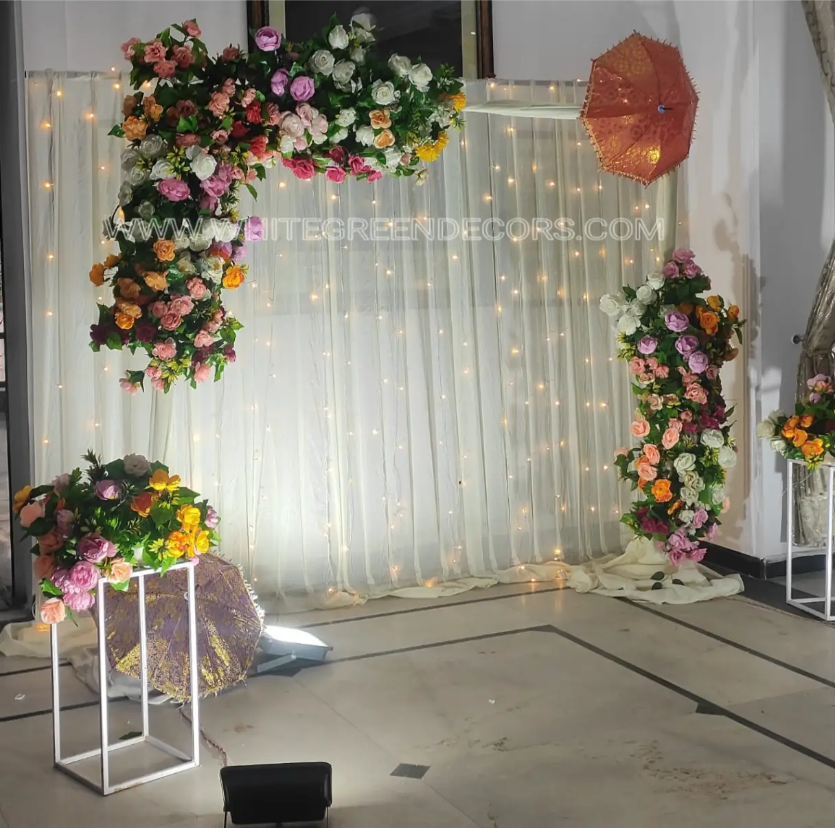Elegant Ring Ceremony Floral Photo Booth Backdrop