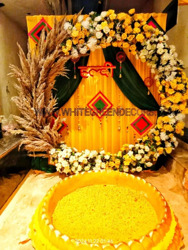 Haldi Decor With Pampas