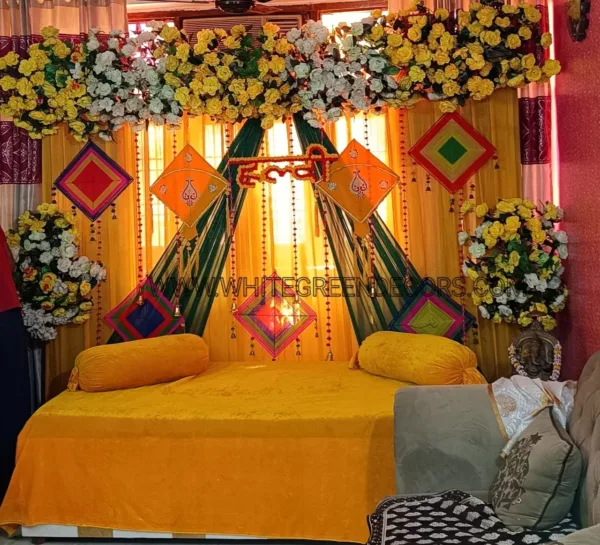 🌼 Indoor Haldi Backdrop Setup